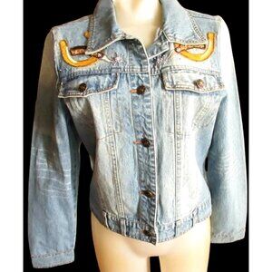 Women's Vintage Denim Jacket Small Cowgirl Berek Western Embroidery Y2K Rancher